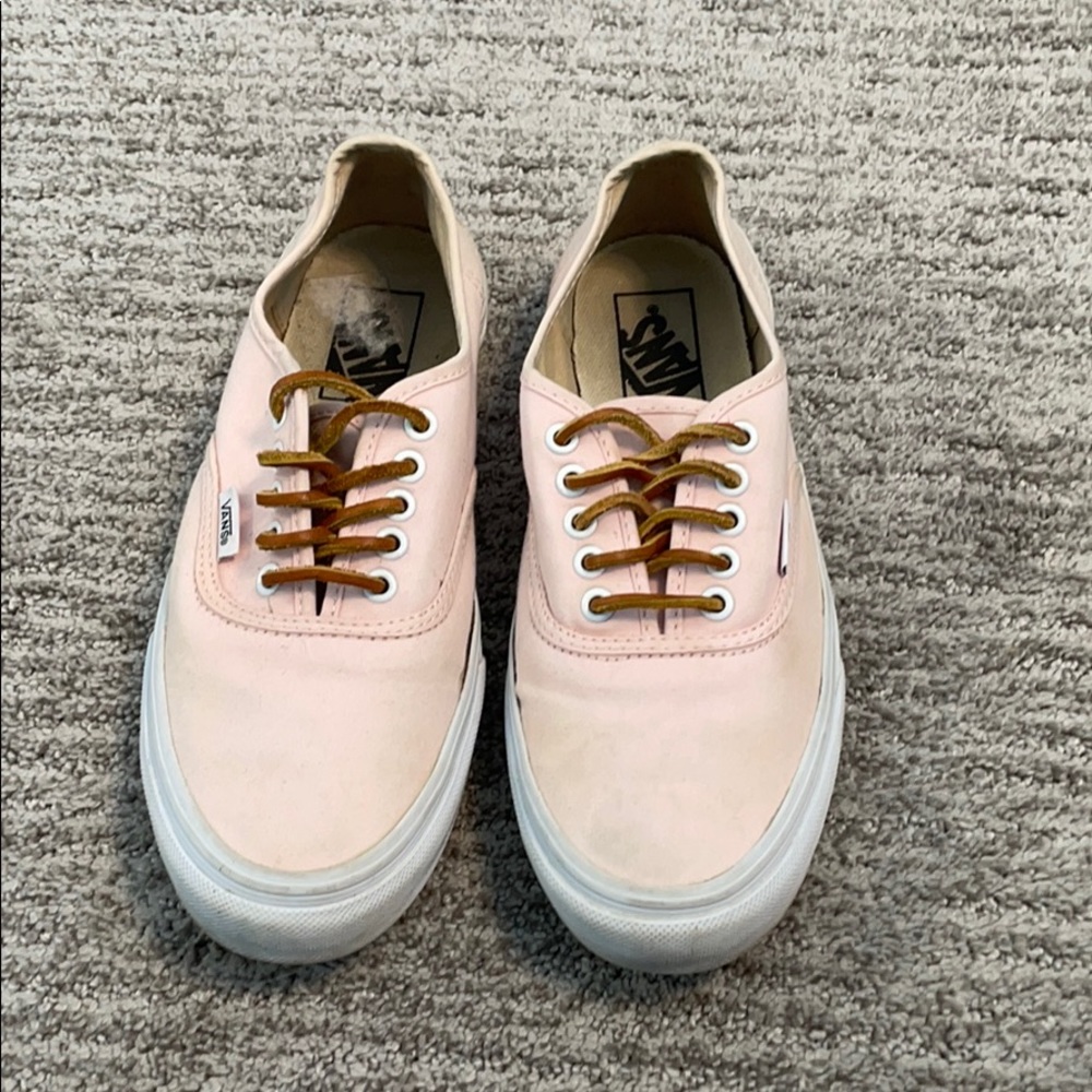 light pink ERA vans with leather laces